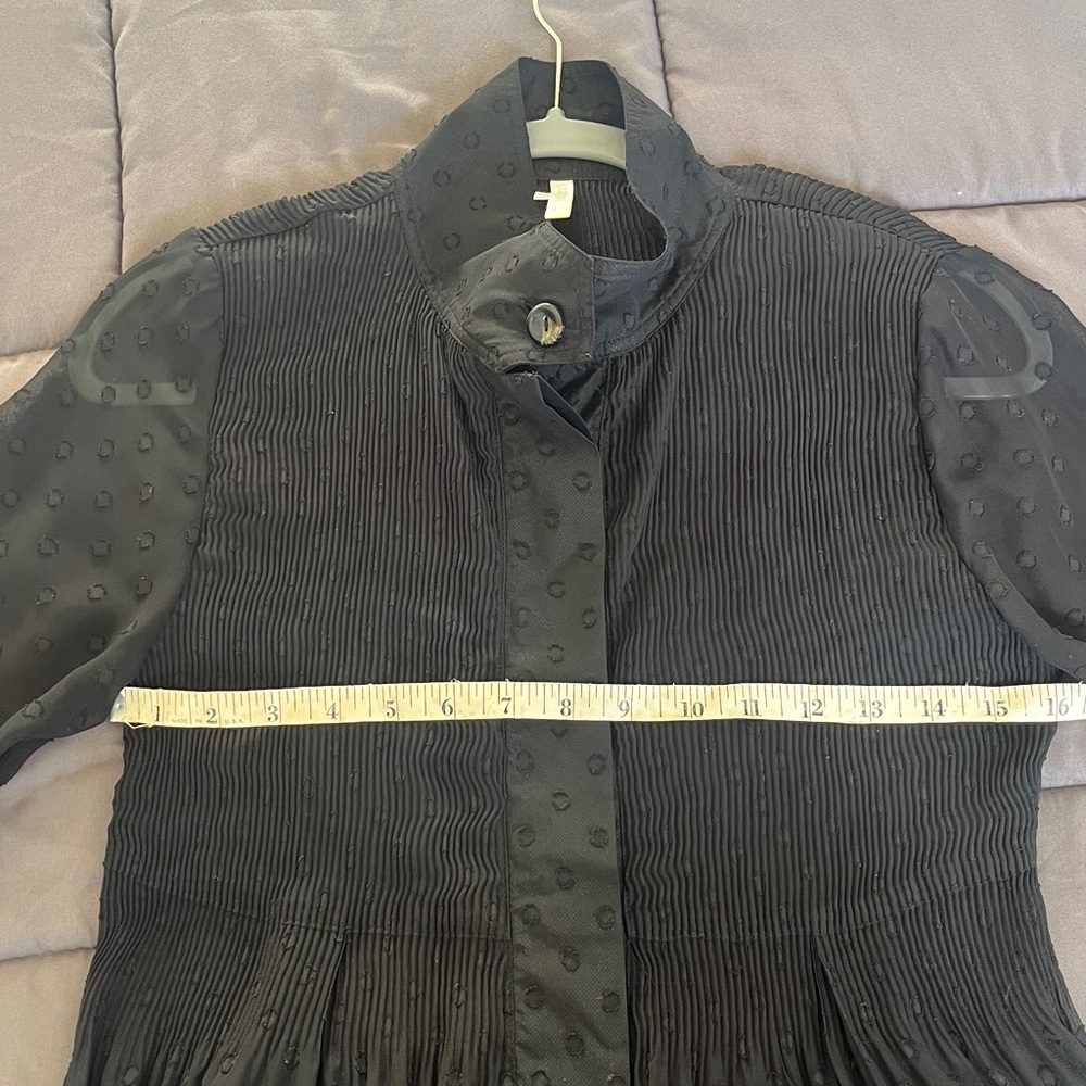 Lindi Black Sheer Polka Dot Button-Up Blouse